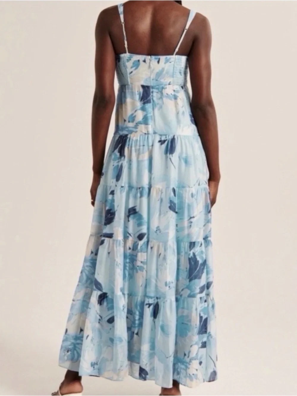 Abercrombie & Fitch Light Blue Floral Smocked Maxi Dress